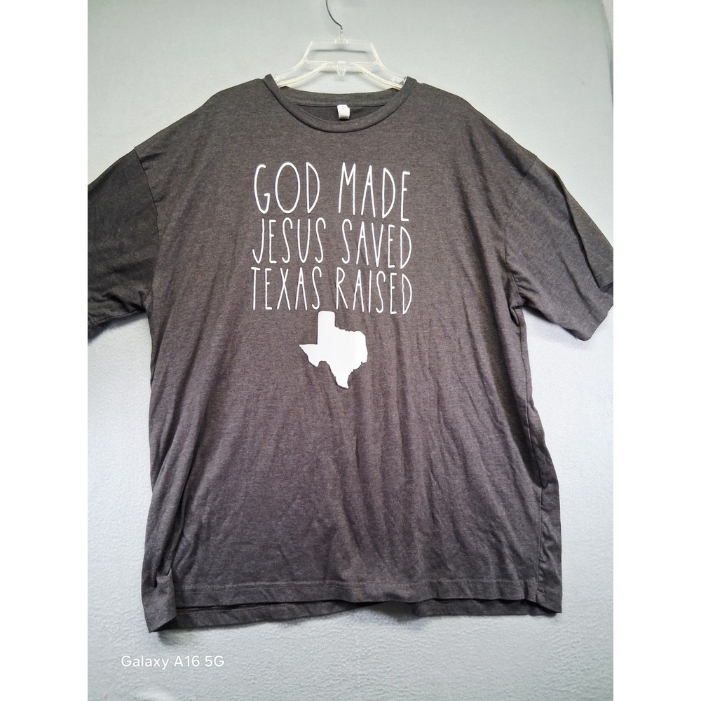 Apparel Men Gray T-Shirt God made Jesus Saved‎ Texas Raised Size 2X